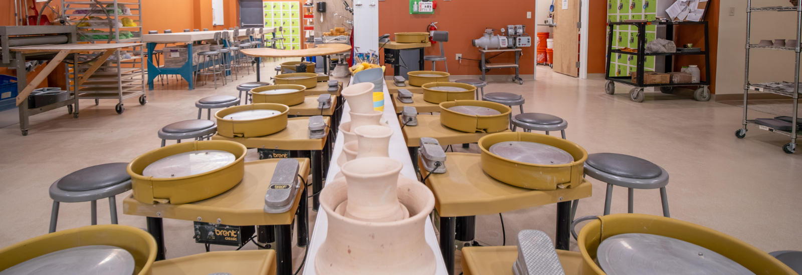 Creative space for pottery wheel classes and workshops at Pearl City Clay House, Jamestown, NY