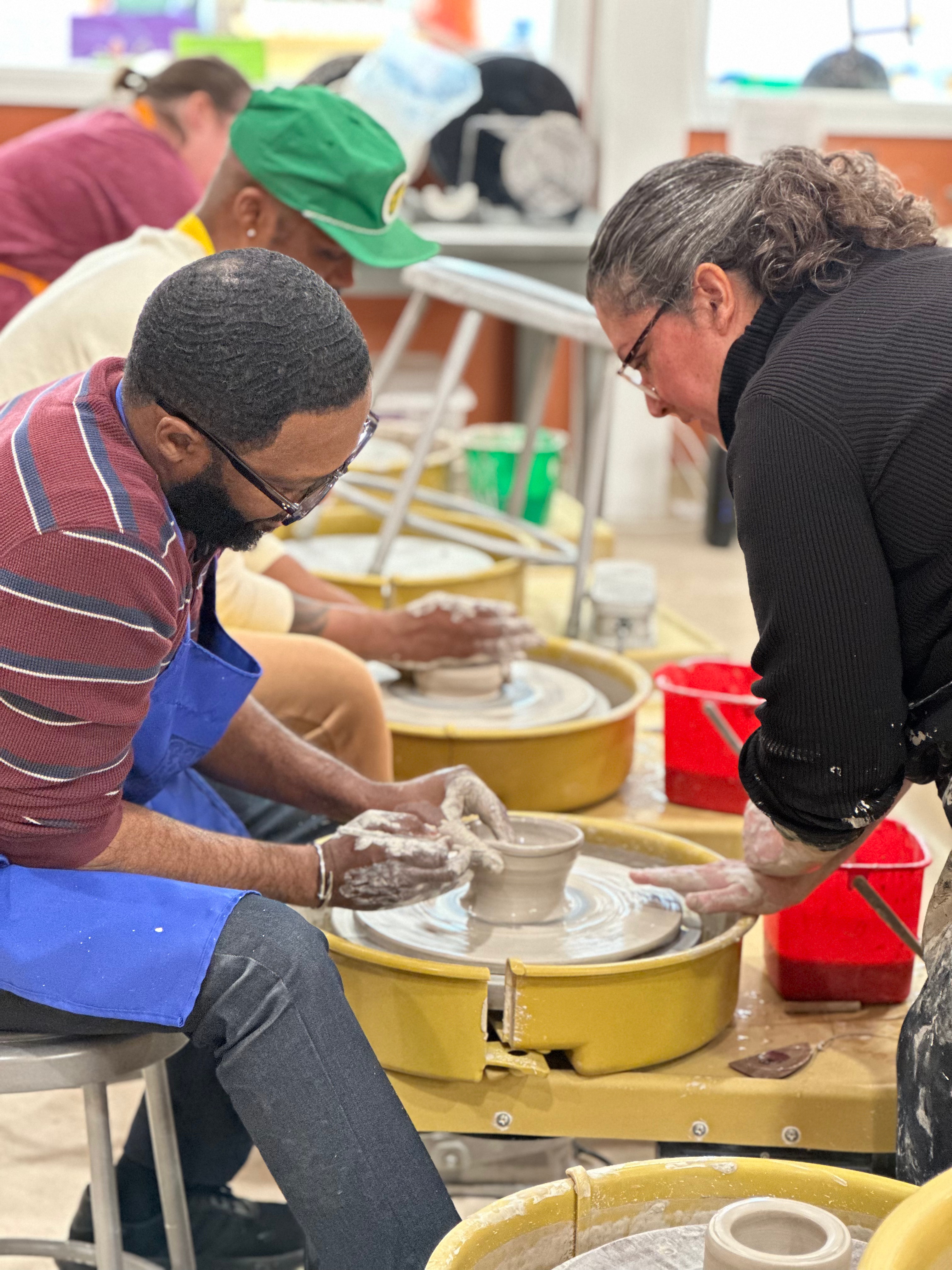 Pottery wheel lesson with instructor Patti K. at Pearl City Clay House, Jamestown, NY.